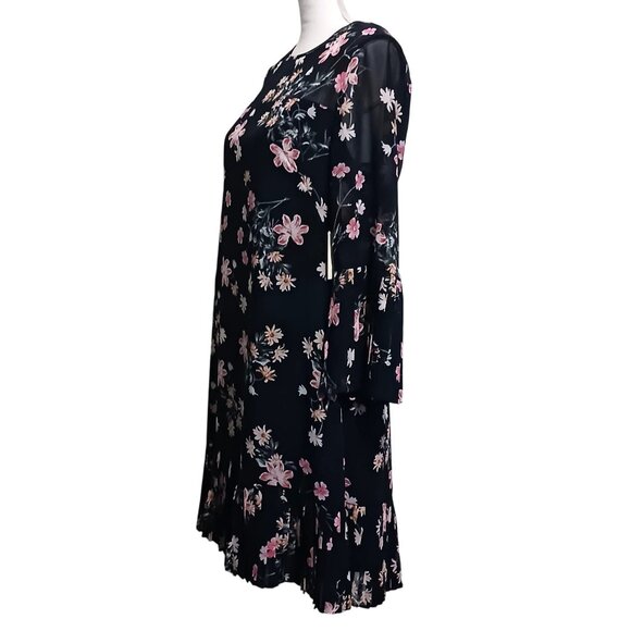 Eliza J Floral Print Bell Sleeve Dress in Navy Blue & Pink, Size‎ 8, NWT - Picture 5 of 14